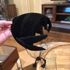 Vintage Velvet and Lace Hat Black